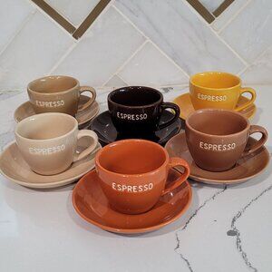 World Market Espresso Set 12 Pieces Mixed Earth Tone terracotta brown tan yellow